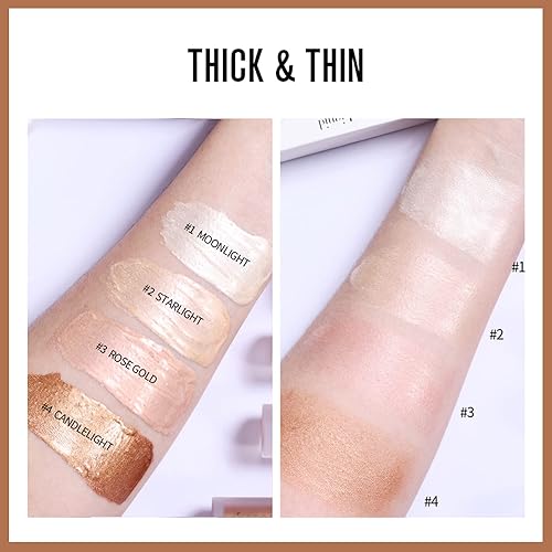 Miniatura 3 de Resaltador líquido, varita iluminadora facial y corporal, resistente al agua y de larga duración, iluminador suave en crema, sedoso brillo natural