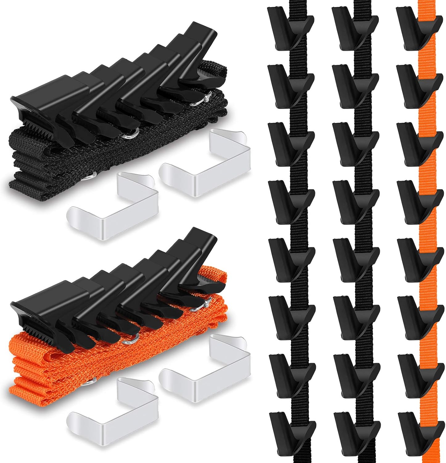 TCIOD 3 Pack Hat Rack, Adjustable Baseball Cap Rack with 24 Hooks and 6 Buckles, Door Hat Rack Hat Organizer for Closet, Hat Racks Hat Hanger for Baseball Caps-Black,Orange