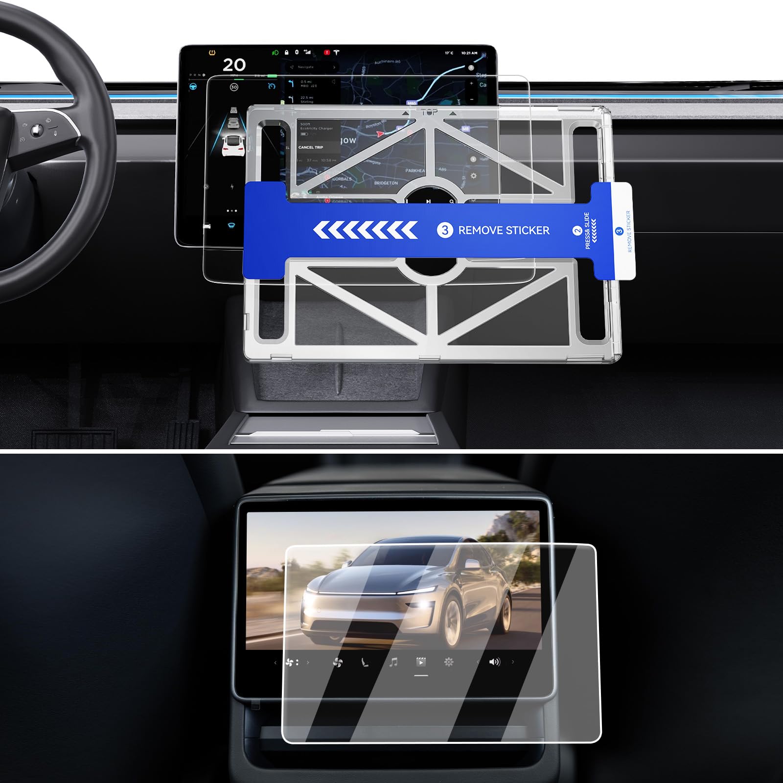 ECOZEN 2PCS Pellicola protettiva per schermo(15,4"+ 8") Tesla Model Y 2025 2026 e Model 3 2024-2026 9H Pellicola protettiva per navigatore (telaio di montaggio) e Display Posteriore Opaco antiriflesso