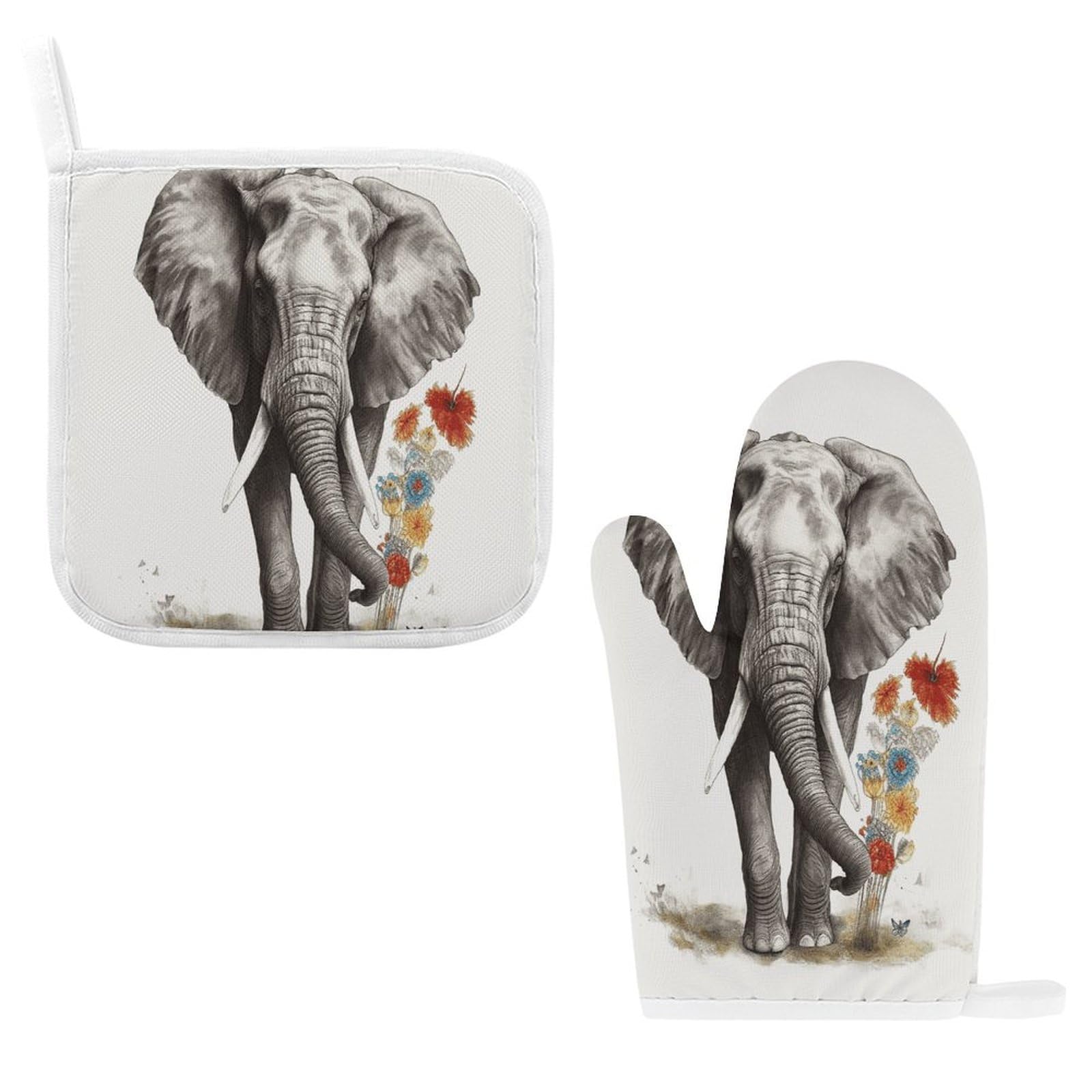 Fodpand Style Elephant5 Oven Mitts And Pot Holders Sets