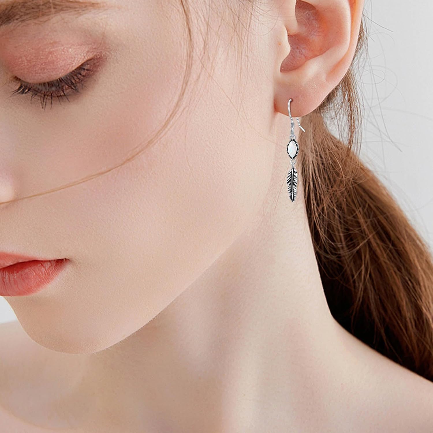 Feather Earrings for Women 925 Sterling Silver Western Boho Drop Dangle Earrings Vintage Feather Jewelry Gifts - Image 2
