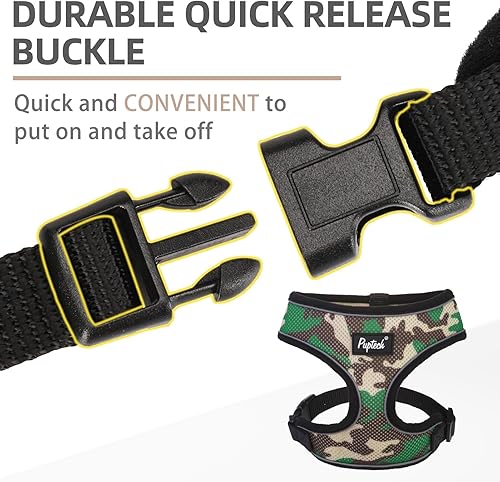 Miniatura 184 de Pupteck - Arnés para perro, chaleco de malla suave con relleno cómodo para cachorros, perros y gatos, evita los tirones, color negro y blanco