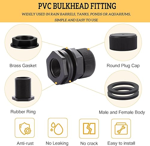 Miniatura 6 de Manguera de jardín de PVC con enchufe, NPT hembra de 12 pulgada, GHT macho de 34 pulgadas (rosca de manguera de jardín), para barriles de lluvia,