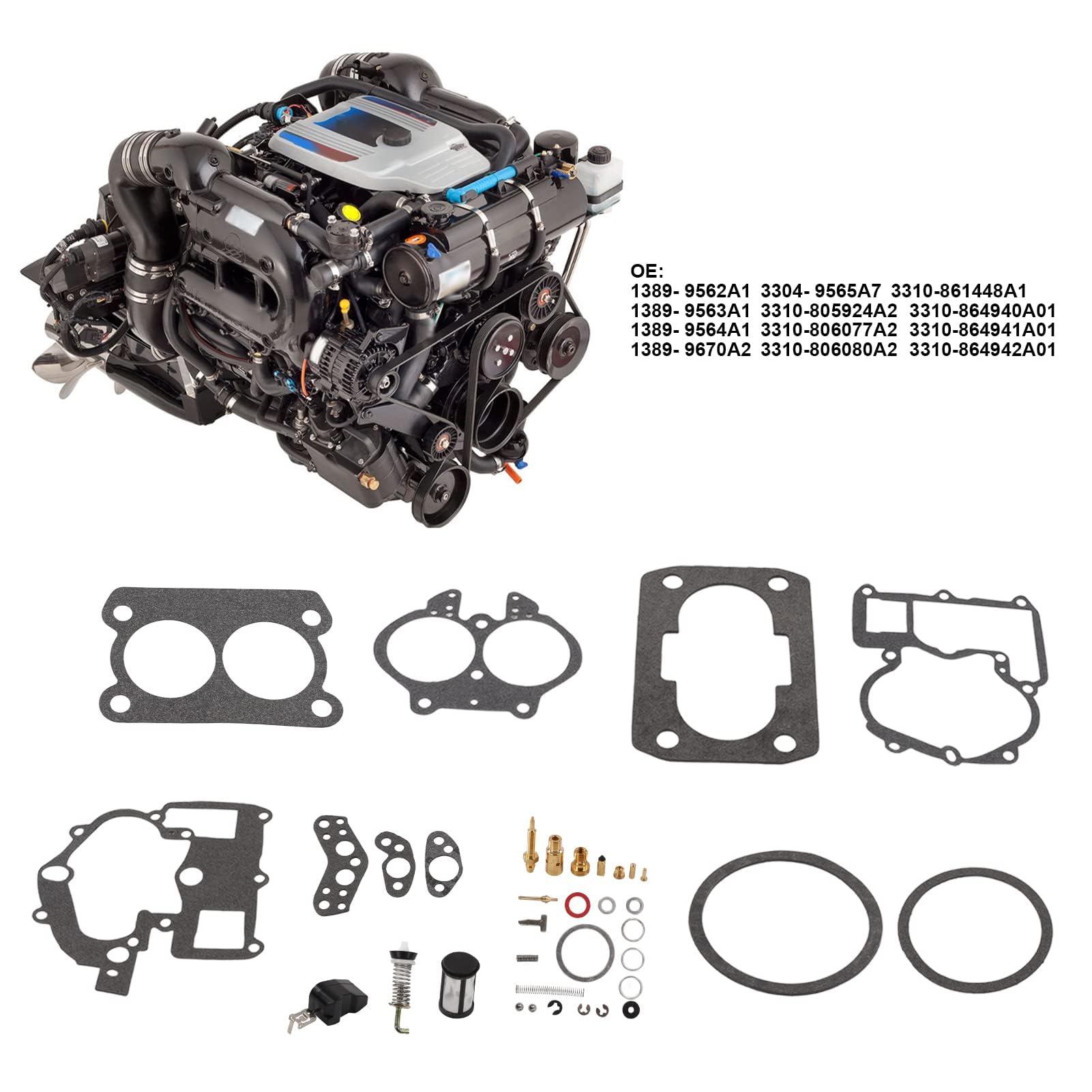 Zestaw Naprawczy Gaźnika, Zestaw Naprawczy Gaźnika o Stabilnej Wydajności Zamiennik dla Mercruiser Marine 3.0L 4.3L 5.0L