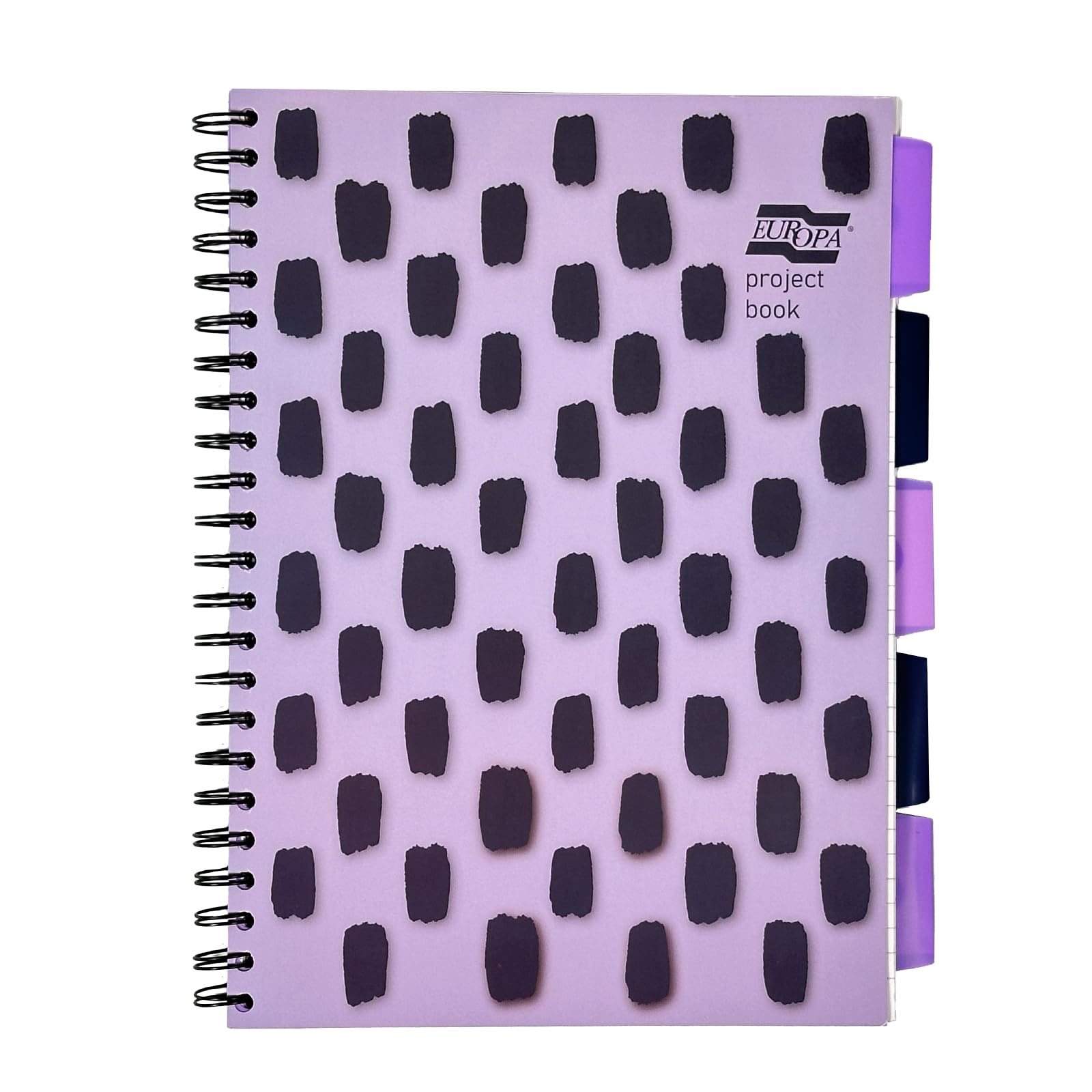 Exacompta Europa Splash - Ref EU1506Z Project Book Featuring 5 Plastic Dividers, Bright PP Cover, 200 Lined Pages, A4 Size with Micro-Perforated Pages, Purple Cover