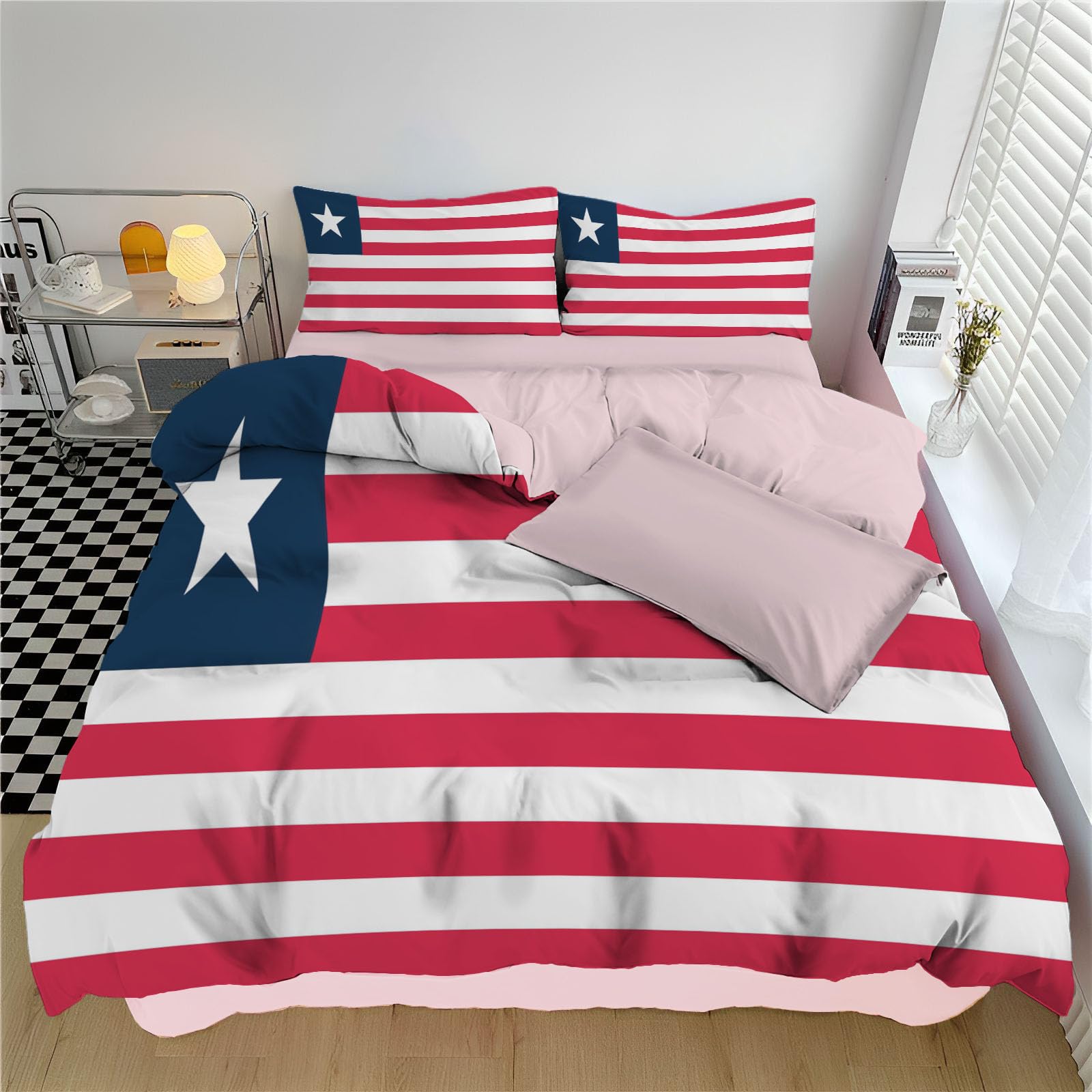 Housse de couette Libéria parure lit 200x200cm hypoallergénique pour chambre ado et adulte
