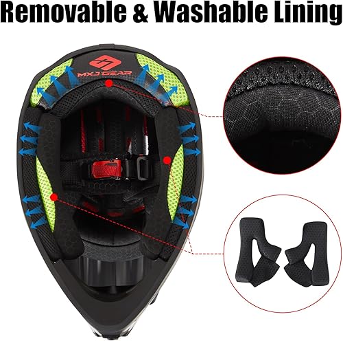 Miniatura 9 de Casco de Bicicleta de Tierra para Jóvenes Niños para Niños y Niñas, F001 Casco de Motocicleta de Cara Completa para Todoterreno ATV Conducción en