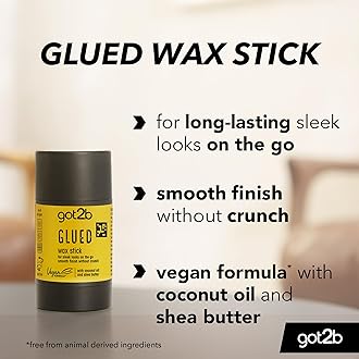 got2b Glued Wax Stick 50g, Long-Lasting Styling Wax Stick, Clear Hair Wax Stick for Slick Looks On the Go, Non-Greasy Hair Pomade to Tame Flyaways, Strong Hold, Vegan Formula*