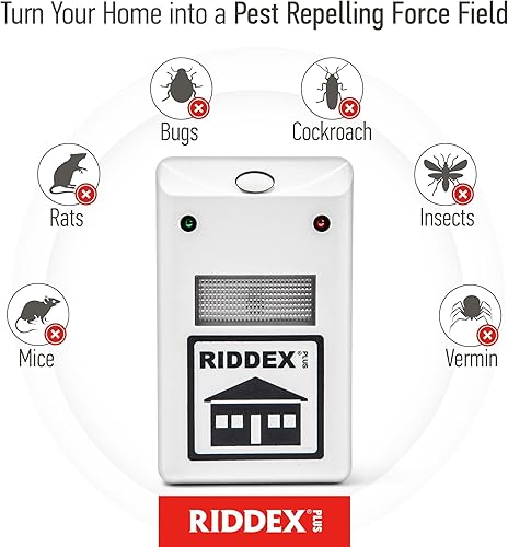Miniatura 3 de RIDDEX Repelente de insectos Plus  Enchufe, disuasorio de ratones  Control de plagas para defensa contra ratas, ratones, cucarachas, insectos e