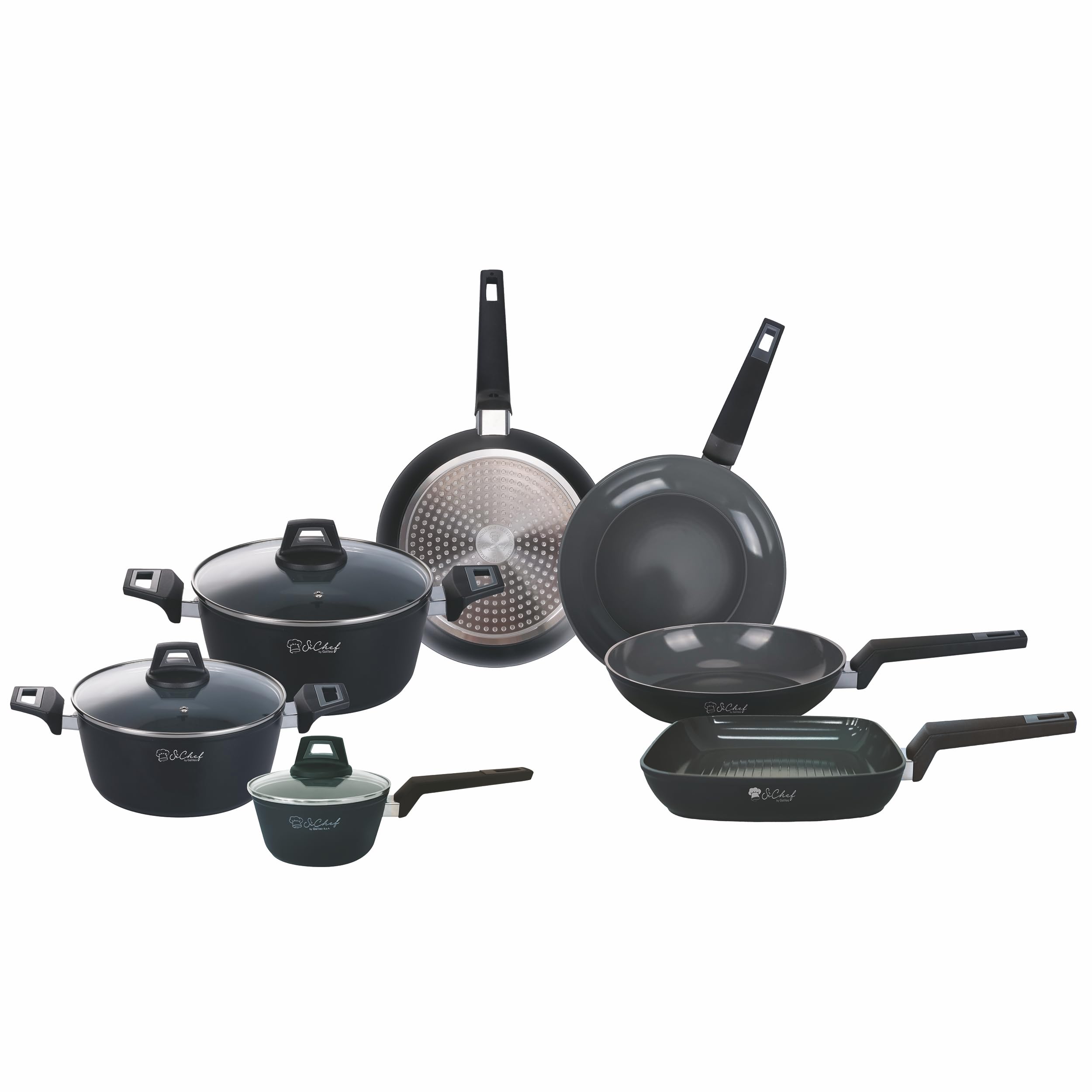 BATTERIA DI PENTOLE Bavaria in pietra lavica Biologica 20 pezzi. B398