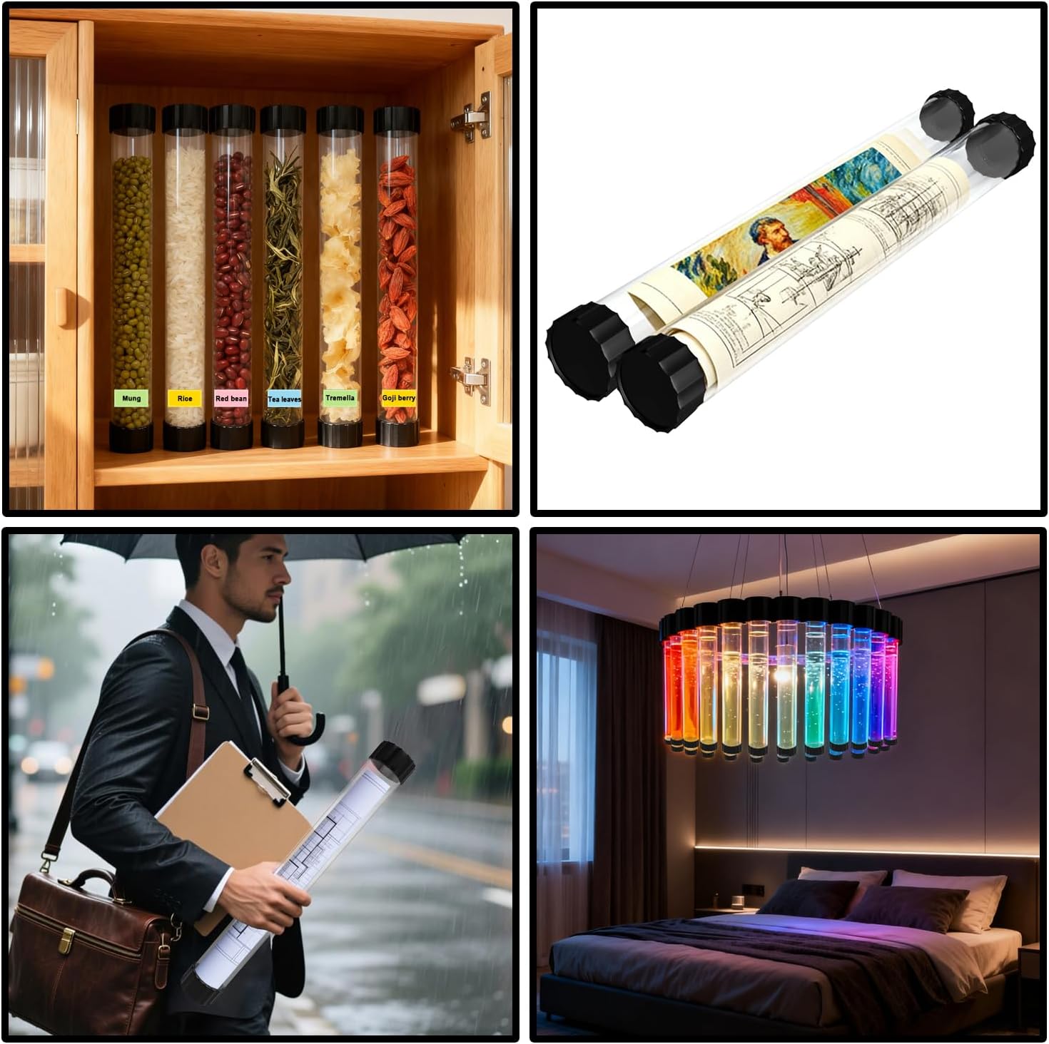 GGOUTPY Clear Plastic Mailing Tubes, 8 Pack 1.4x15.35 Inches Poster Tubes with Caps for Blueprints, Incense Sticks, Artwork&Documents