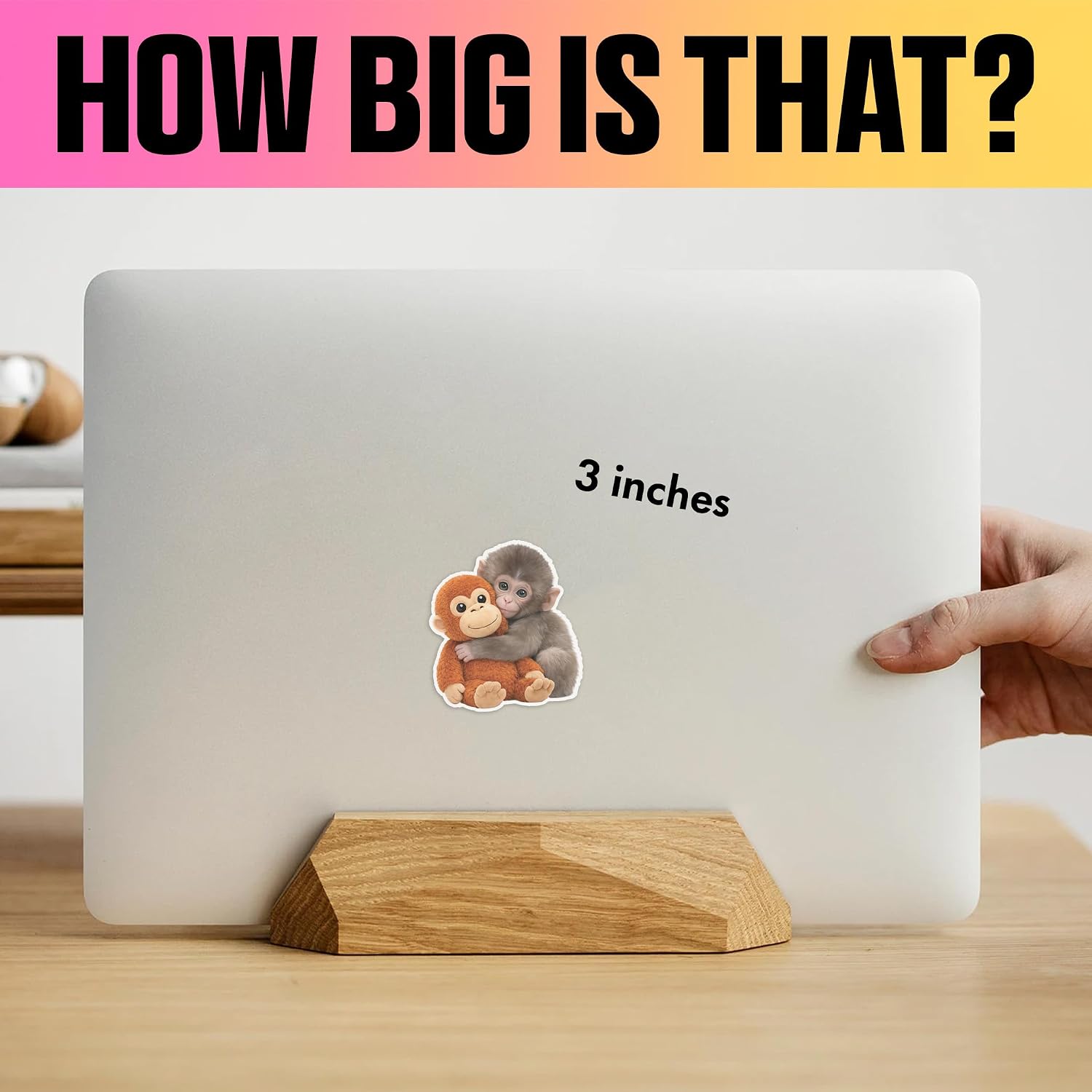 VOTANTA (3 Pcs, 3 inch) - Monkey Punch Sticker, Cute Baby Monkey Stickers, Time to Be Brave Team Punch Decal, Animal Lover Gifts Decoration for Laptops, Phones, Water Bottles