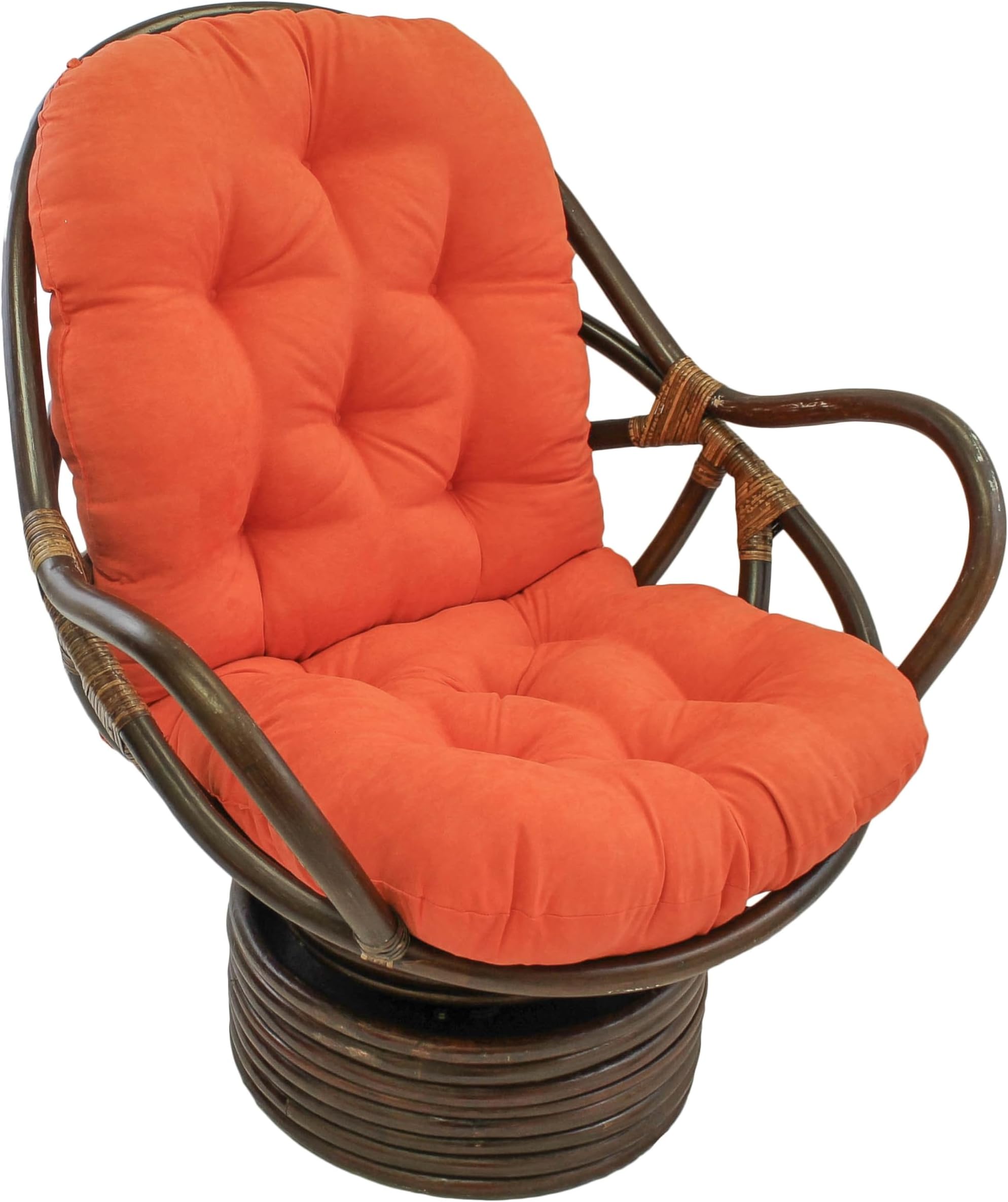 Blazing Needles Solid Microsuede Swivel Rocker Chair Cushion, 48" x 24", Tangerine Dream