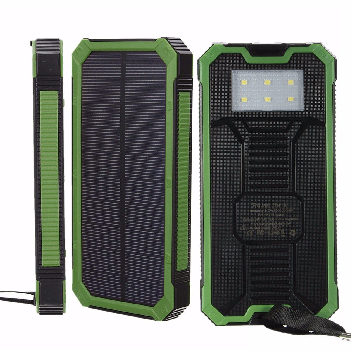 EsportsMJJ 8000mAh avec Câble Adapteur Escalade Fermoir Externe Dual USB Chargeur Solaire Power Bank pour iPhone 7 Xiaomi Samsung-Vert