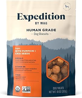Sponsored Ad - Amazon Brand – Wag Expedition Human Grade Organic Biscuits Dog Treats, Non-GMO, Gluten Free, 10 oz