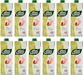 Kit 12 Chá Branco Sabor Lichia Feel Good Caixa 1l