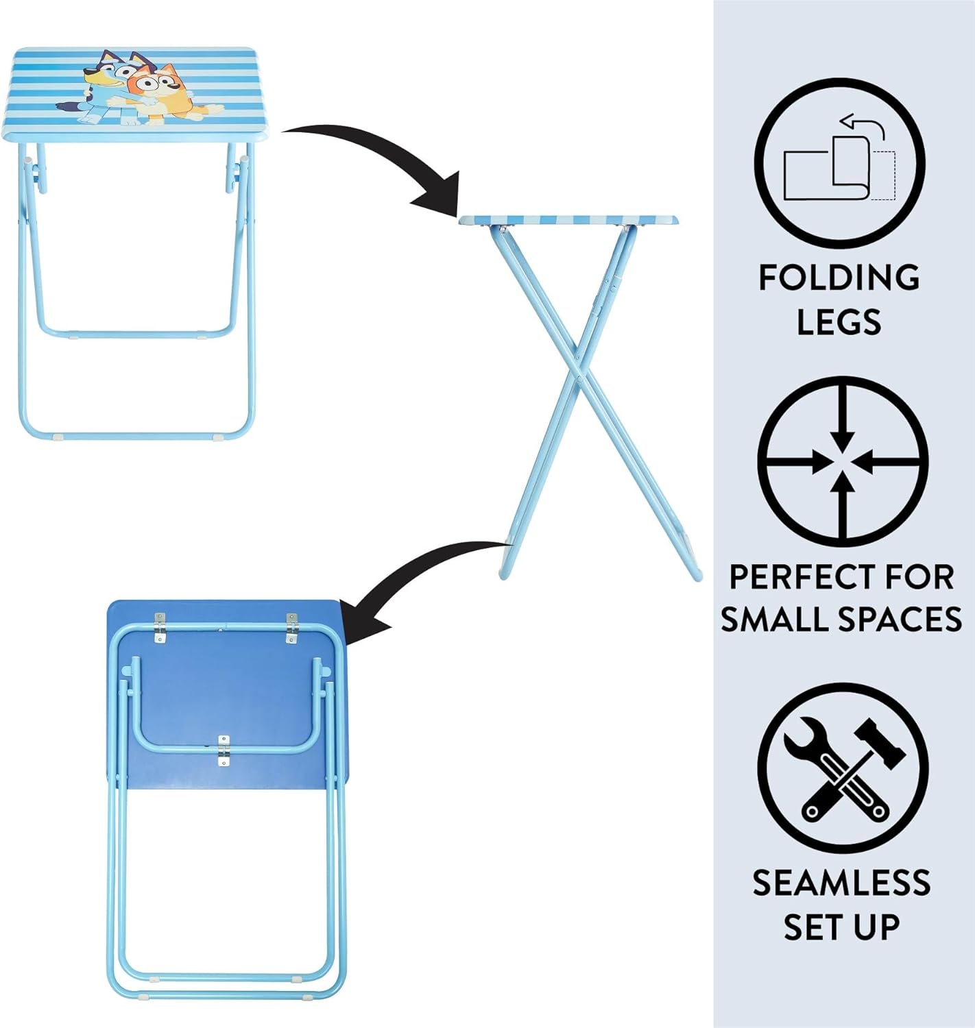 Bluey Folding Tray Table,Portable Snack & Laptop Table, Compact Space-Saving Design for Kids & Teens, Lightweight Indoor Table for Bedroom, Dorm, or Playroom