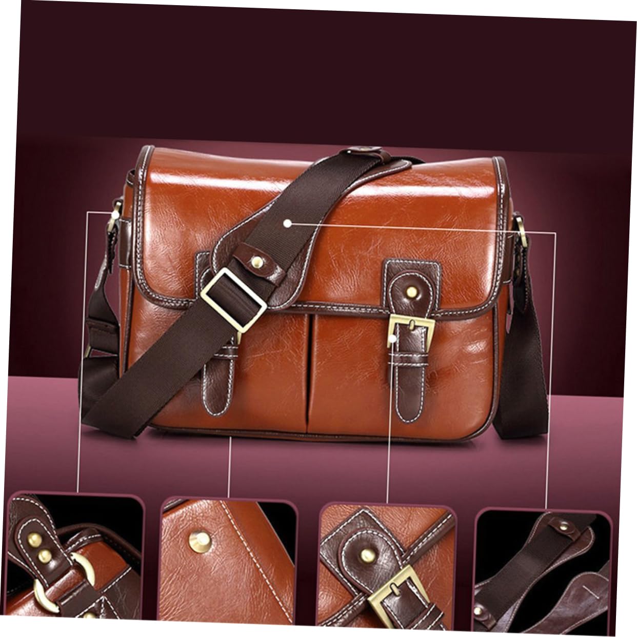 Angoily Borsa per Fotocamera in Pelle Pu Marsupio Multifunzione Divisore Interno Regolabile Tasche Esterne per Dslr Fotografia Video Viaggi Escursionismo