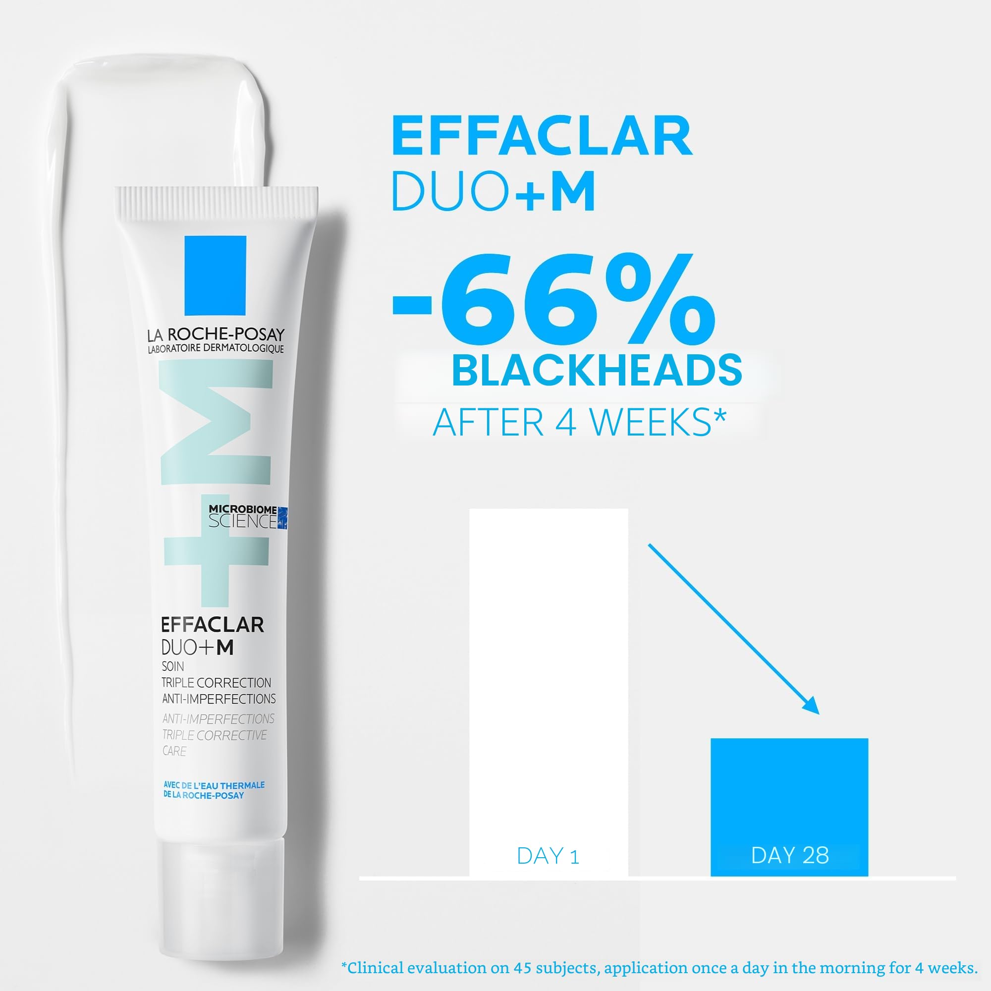 La Roche Posay Effaclar Duo + M, Trattamento Tripla Correzione Anti-Imperfezioni, Per Pelli Grasse a Tendenza Acneica, Effetto Anti-Ricomparsa, Con Phylobioma, Procerad e Niacinamide, 40 ml