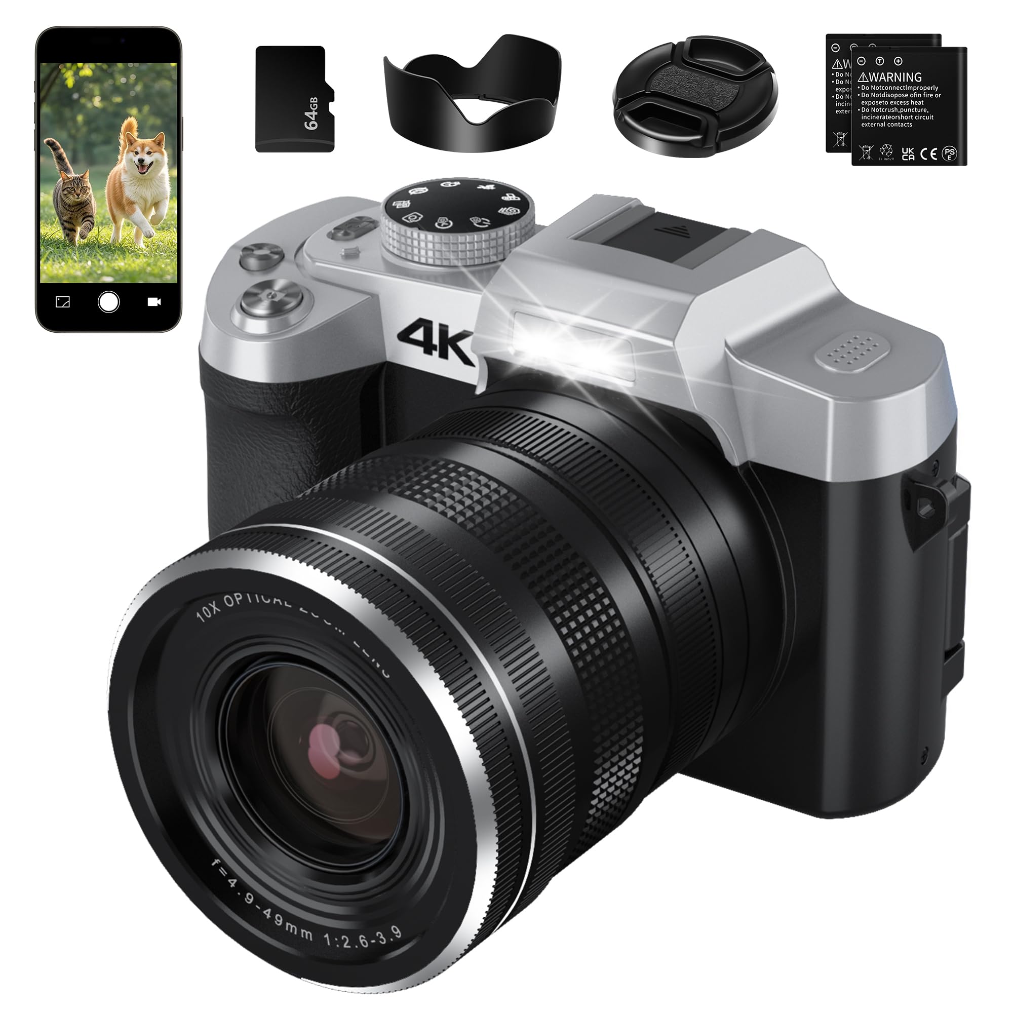 Amazon | デジカメ 4K デジタルカメラ 4K録画 7500万画素 WIFI転送機能