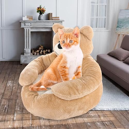 Miniatura 3 de Cama de felpa para gatos y perros, acogedora y suave cama para dormir para mascotas, tapete de gato con forma de abrazo de oso, lavable a máquina,