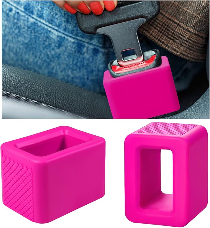 Suporte para Fivela do Cinto de Segurança Ohleats em Silicone Rosa-Brilhante – 2 unidades