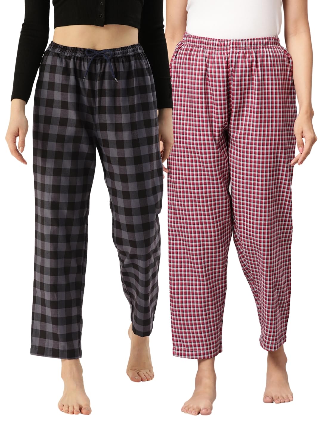 kryptic Women Pack of 2 Pure Cotton Printed Relaxed fit Lounge Pants with Side Pocket-picture-36