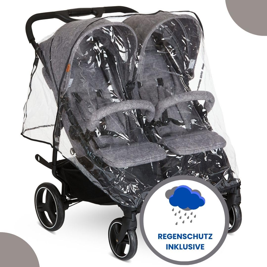 ABC Design Twin Circle Zwillingsbuggy leichter wendiger Kinderwagen für Zwillinge Liegefunktion zusammenklappbar Woven Graphite