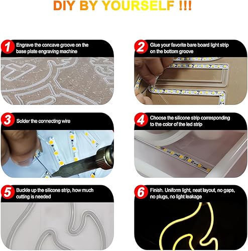 Miniatura 6 de Cubierta de tira de luz LED flexible de neón separada, 16.4 pies, 0.315 in, sin desgaste, cubierta de difusor de silicona flexible con 2 cortadores