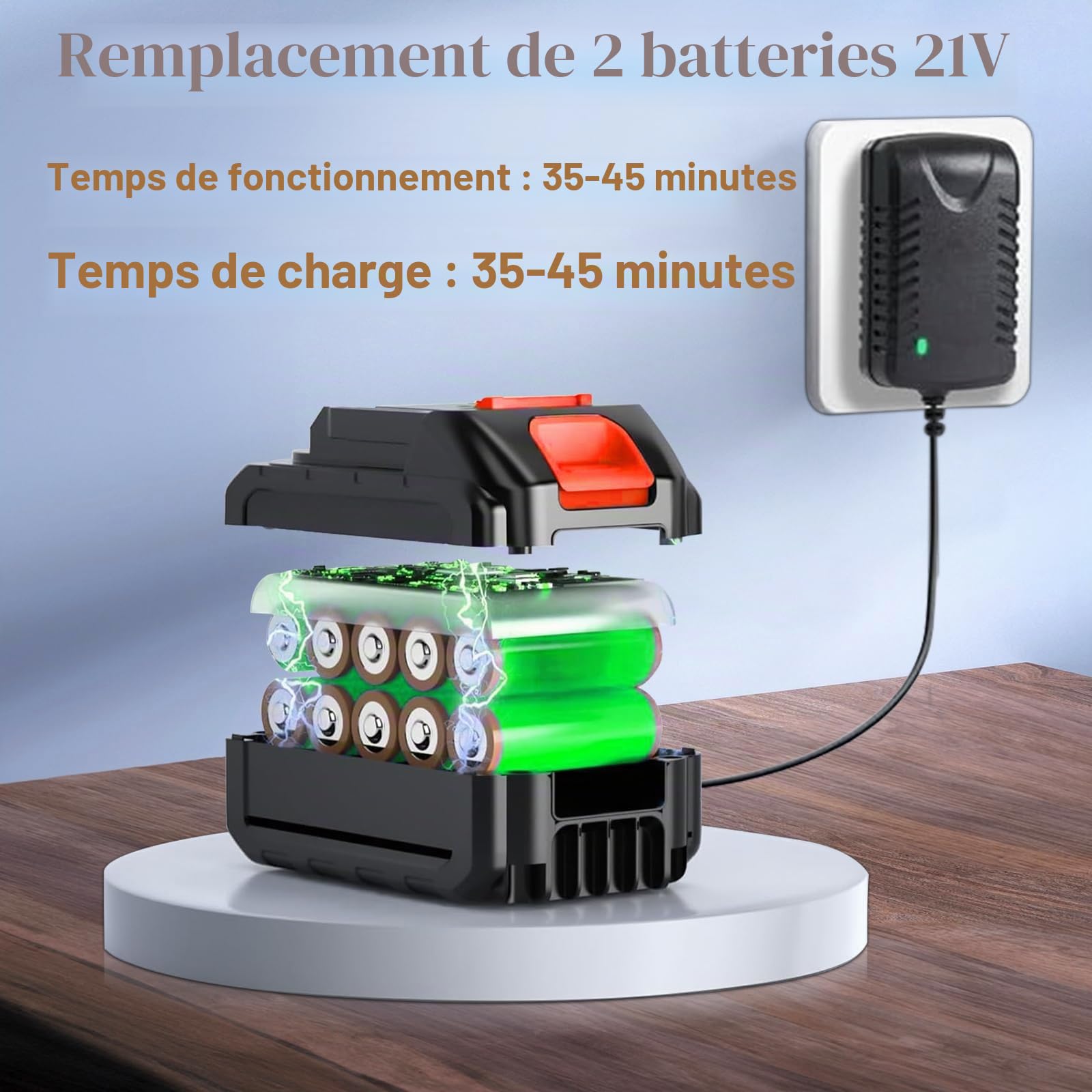 JIMACRO Nettoyeur Haute Pression sans Fil 21V, NettoyeurHautePression Batterie avec Tuyau de 5M Nettoyeur Haute Pression Portable pour Le Lavage et l'arrosage