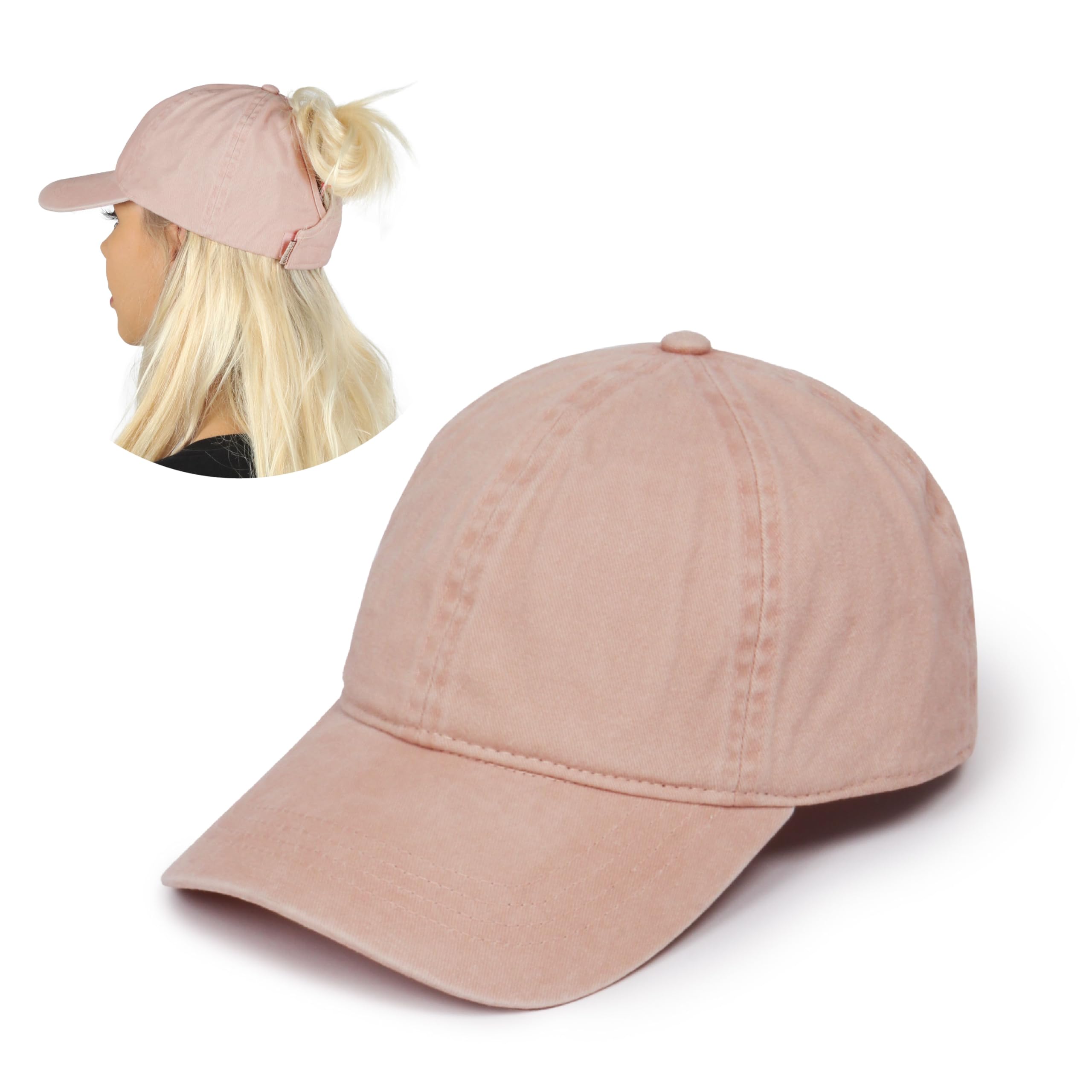 Ponyflo Cotton Ponytail Hat Patented - Ponytail Caps for Women Designed for All Hair Types
