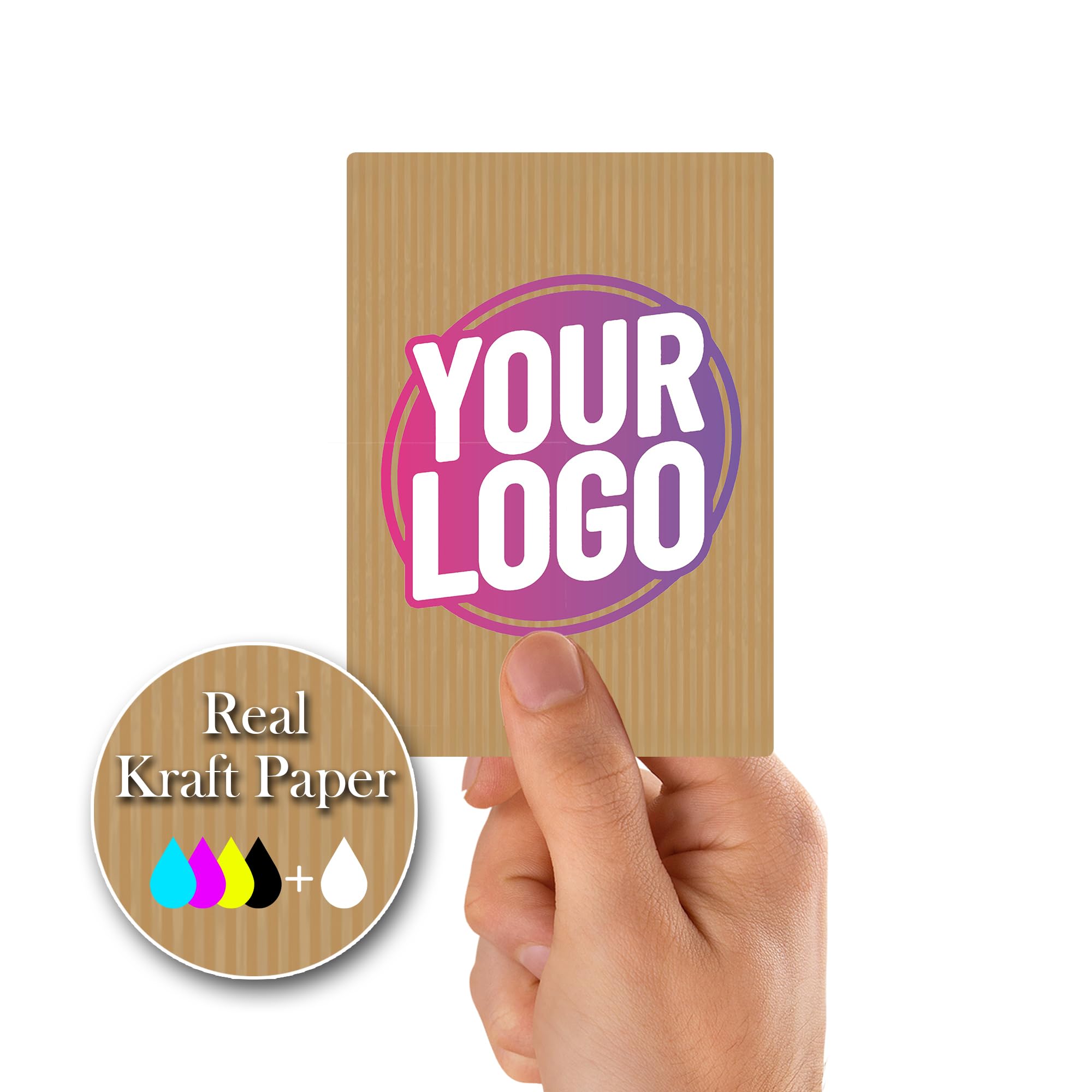 Personalised 99mm x 139mm Kraft Rectangle Stickers - Custom Business Logo Labels - Label - Company Branding Sticker - Packaging - Thank You Seals (Kraft (Brown), 12 Labels (3 Sheets)) โ image 1