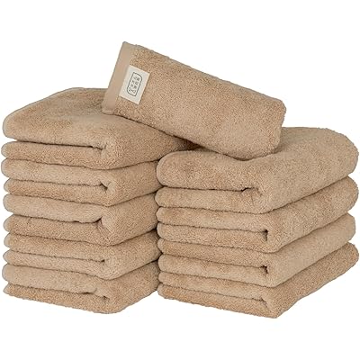 【Amazon.co.jp限定】タオル研究所 [ボリュームリッチ] #003 フェイスタオル サンドベージュ 10枚セット ホテル仕様 厚手 ふかふか ボリュー …