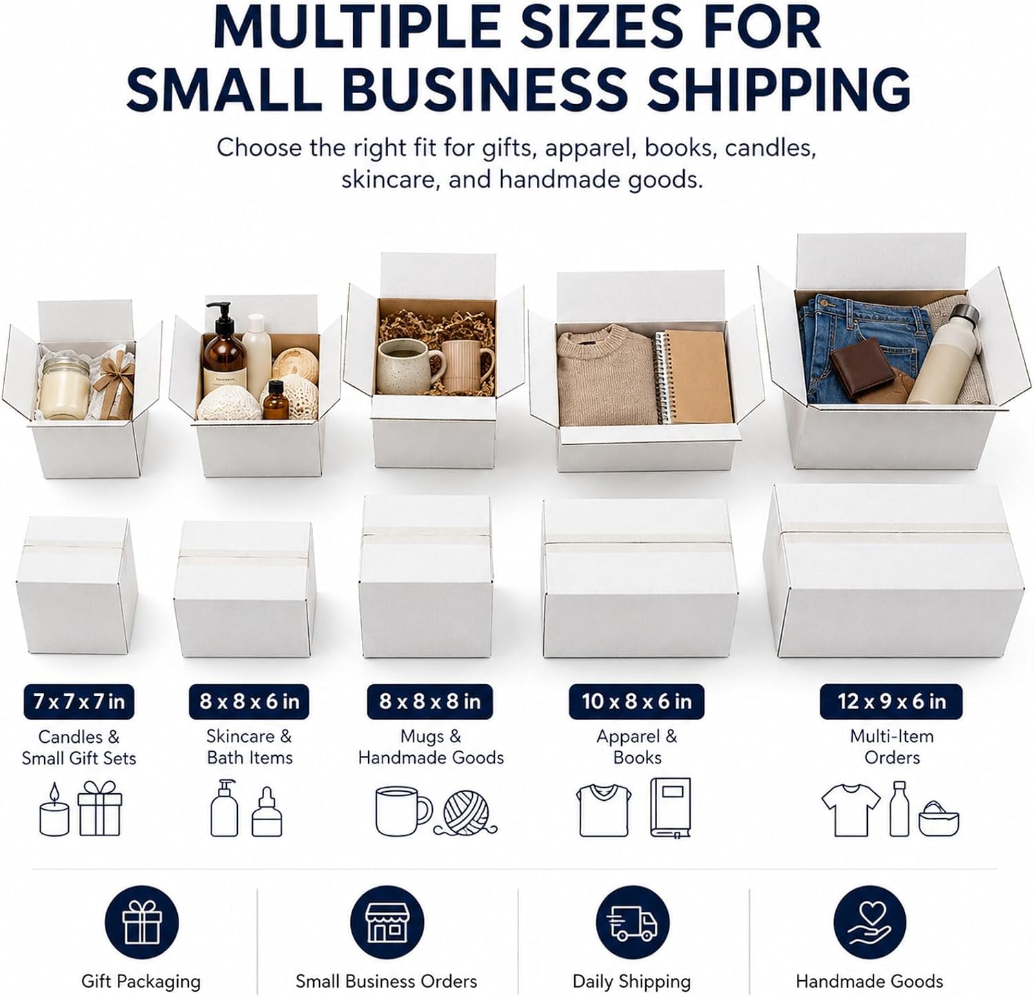 12x9x6 White Shipping Boxes, 25 Pack