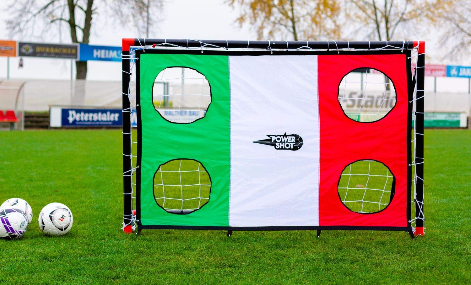 Portería de Fútbol Fun 1,8 x 1,2 m - Negra Ideal para Jardines y Partidos de diversión o Entrenamiento - con o sin Muro de Tiro