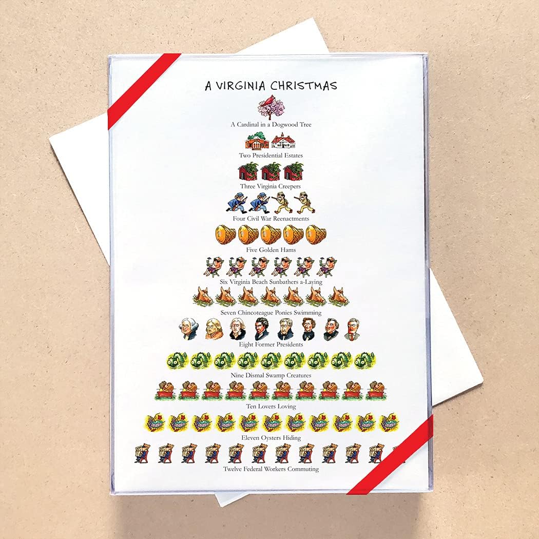 Virginia Christmas - Box of 12 Holiday Cards and Envelopes - 12 Days of Christmas Series