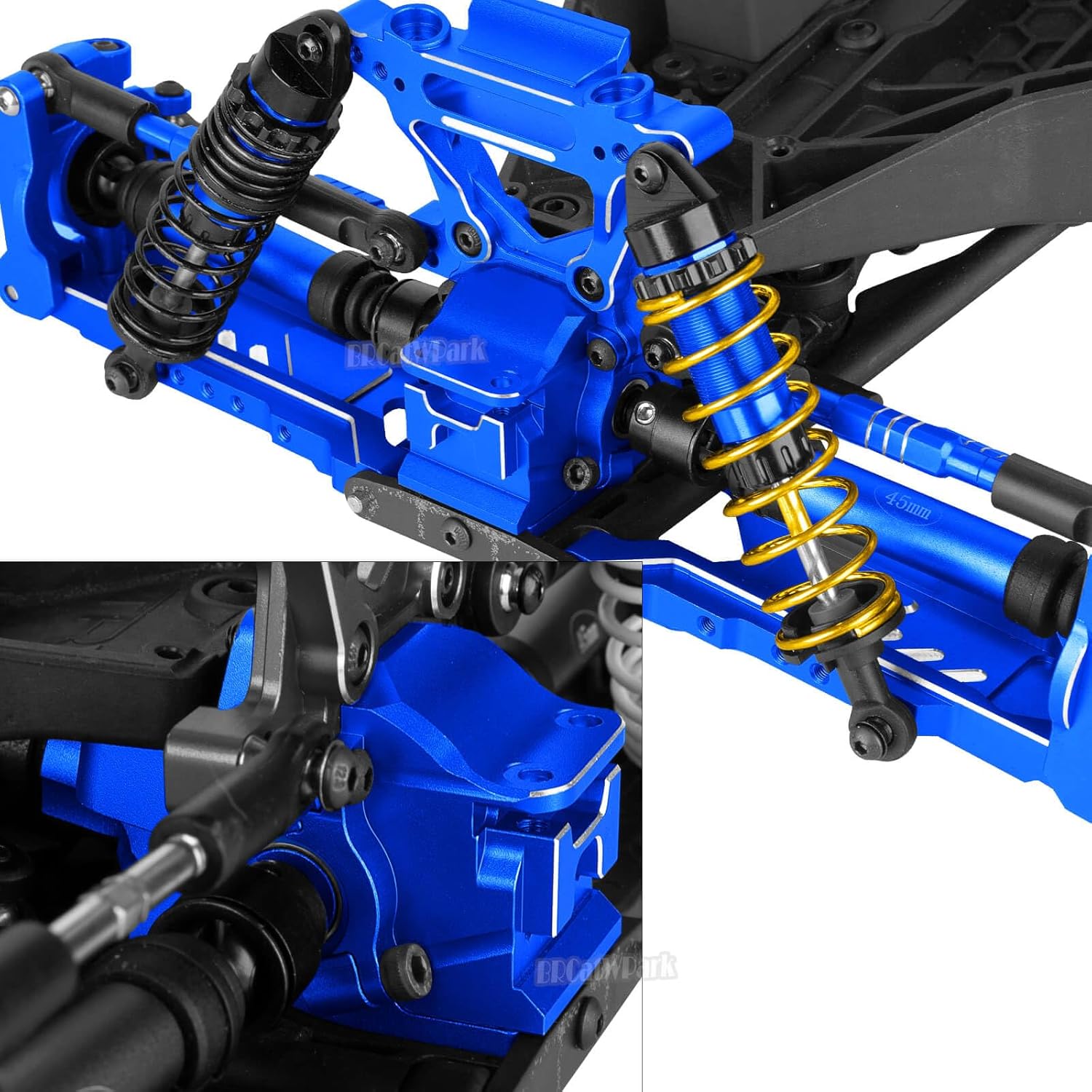 Aluminium Transmission Gearbox Upgrades Part for 1/10 Slash/Rustler/Stampede/Jato VXL 4X4 4WD,XO-1,RC Front Rear Gearbox & 37T Differential Gear,Replace #6880#6881,Navy Blue