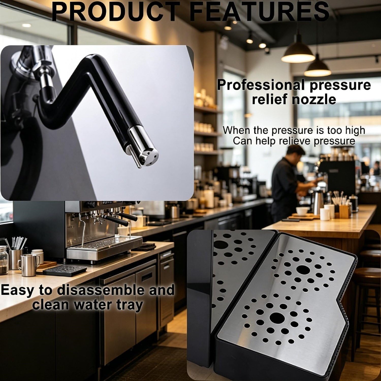 Espumador de Leche eléctrico Profesional, 3 Modos de Funcionamiento, espumador y vaporizador de Leche, Espuma Rica y cremosa, Baristas y Aficionados al café en casa. Ivory