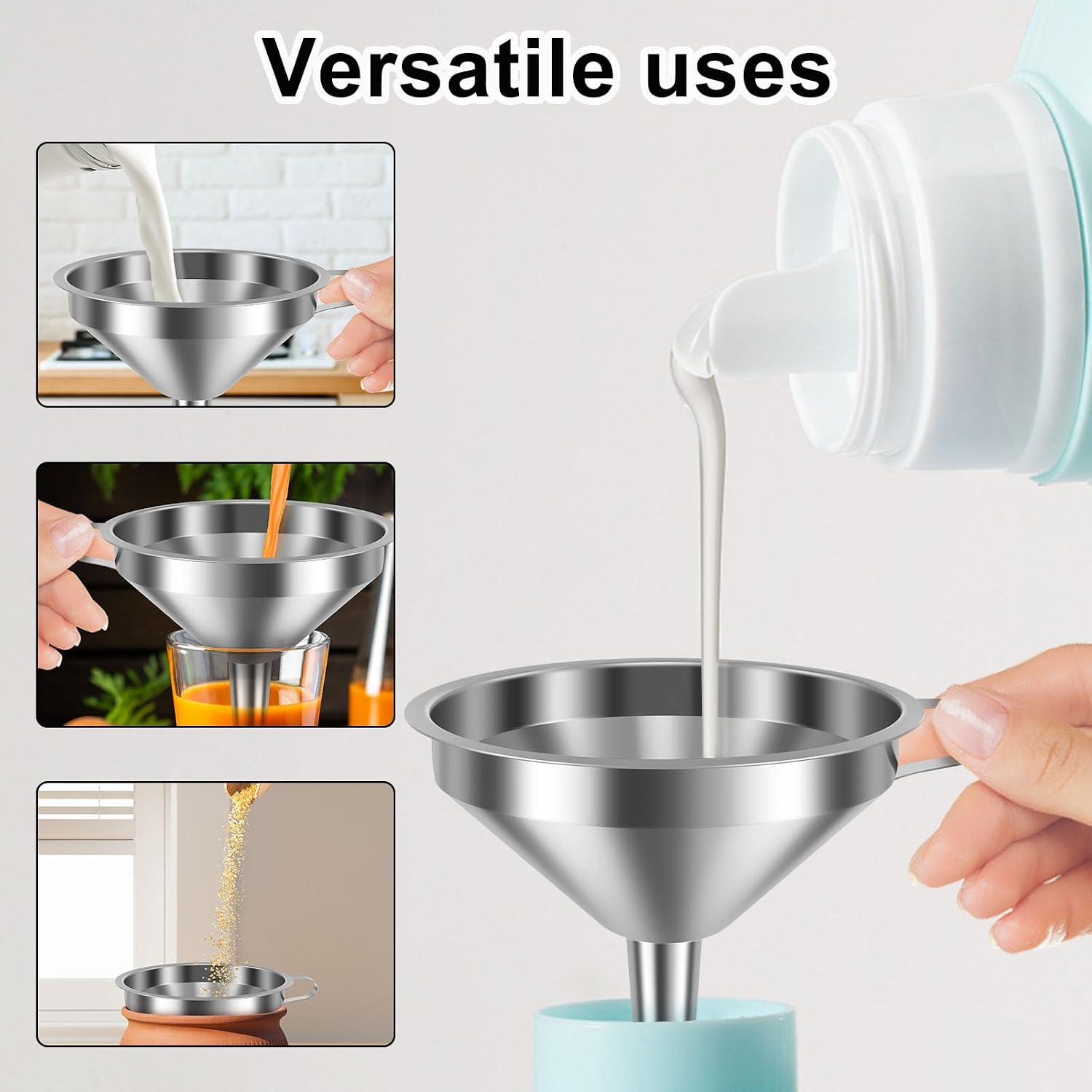 2027 Stainless Steel Filter Funnel,7 Pack Funnel Set