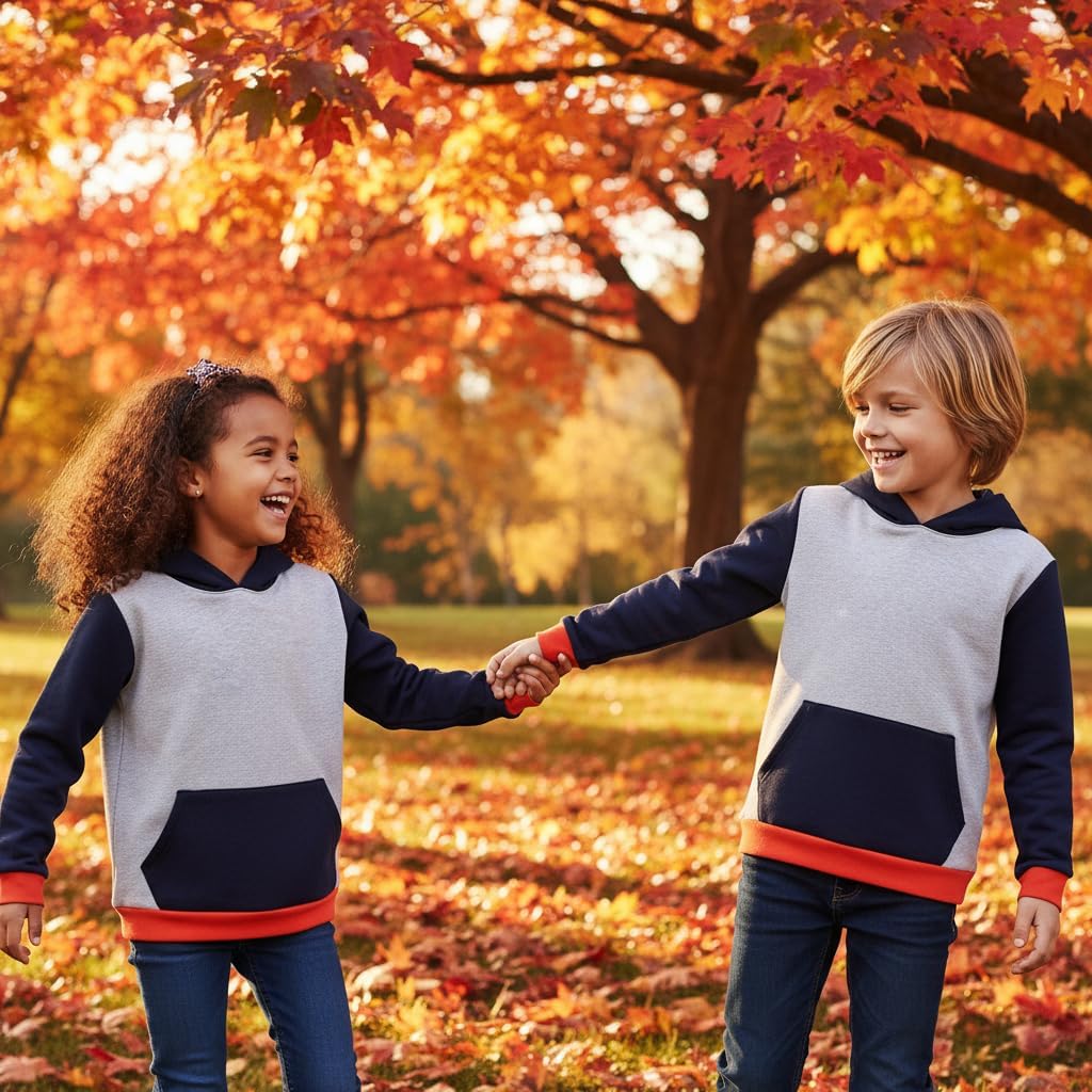 Kids Cotton Hoodie Hooded pullover Midweight Extra Long sleeve Sweatshirts
