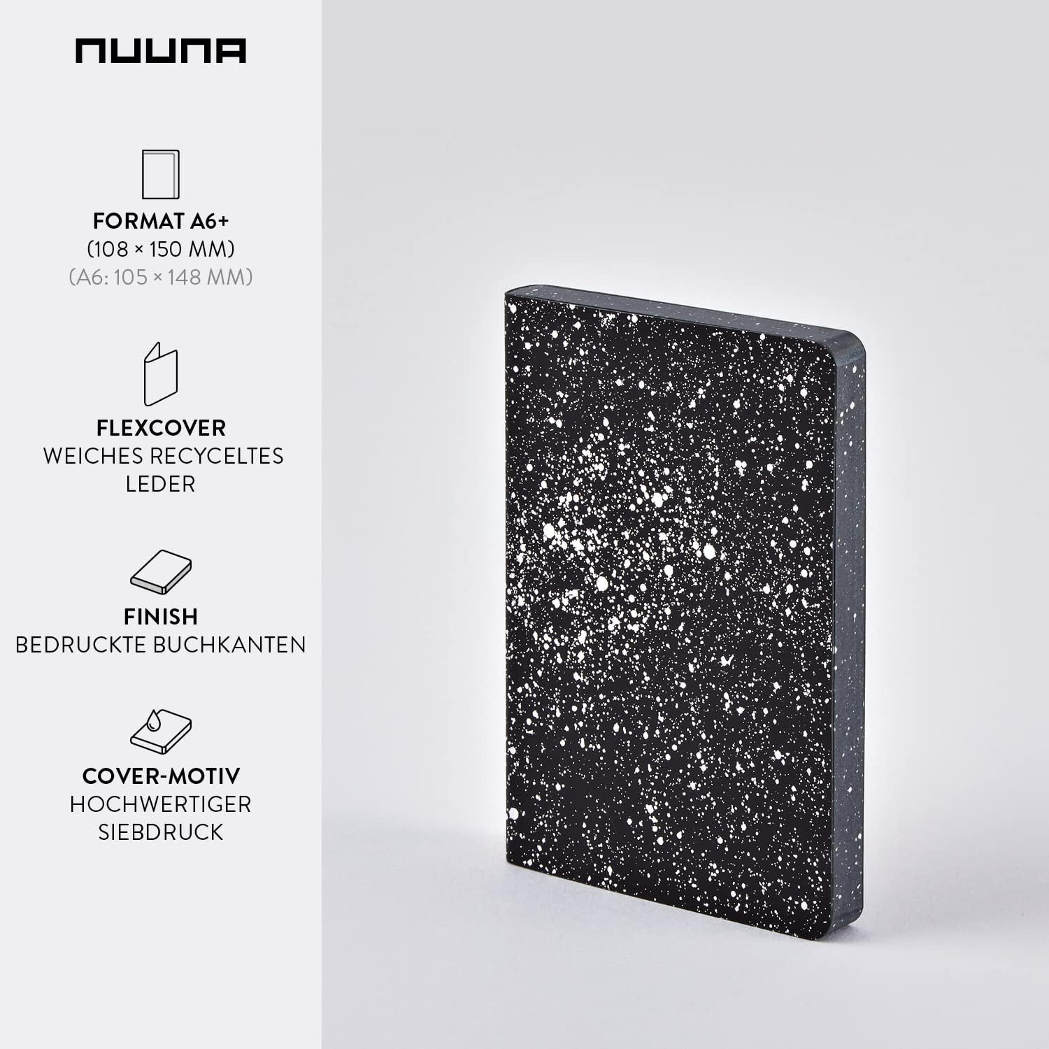 Nuuna Graphic S "Milky Way" Smooth Bonded Leather Notebook - Black