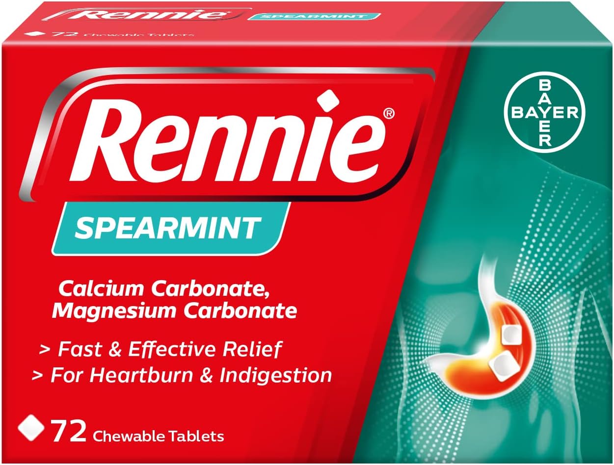Antacids, Spearmint Flavour, 72 Count (Pack of 1)