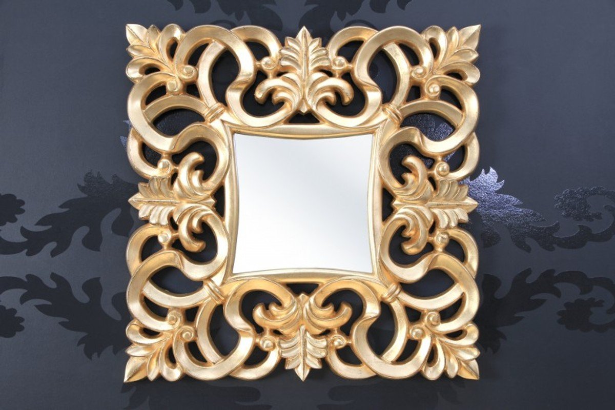 Casa Padrino Gold Antique Baroque Wall Mirror 76 X 76 Cm Gold - Golden Mirror Square