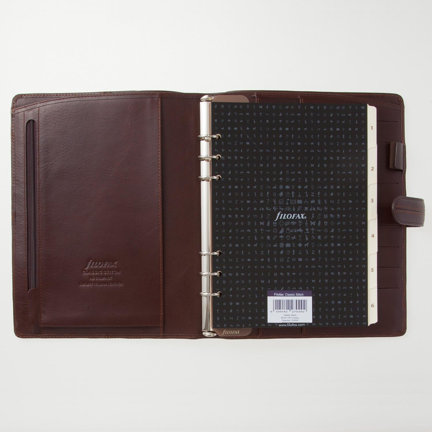 Filofax 028509 Classic Stitch Personal Organizer, A5, Brown