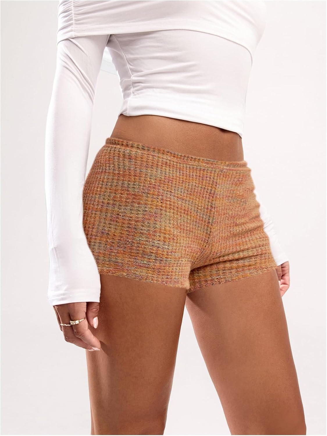 SOLY HUX Women's Knit Micro Shorts Striped Y2k Low Rise Booty Mini Shorts Color Block Strechy Loungewear - Image 6