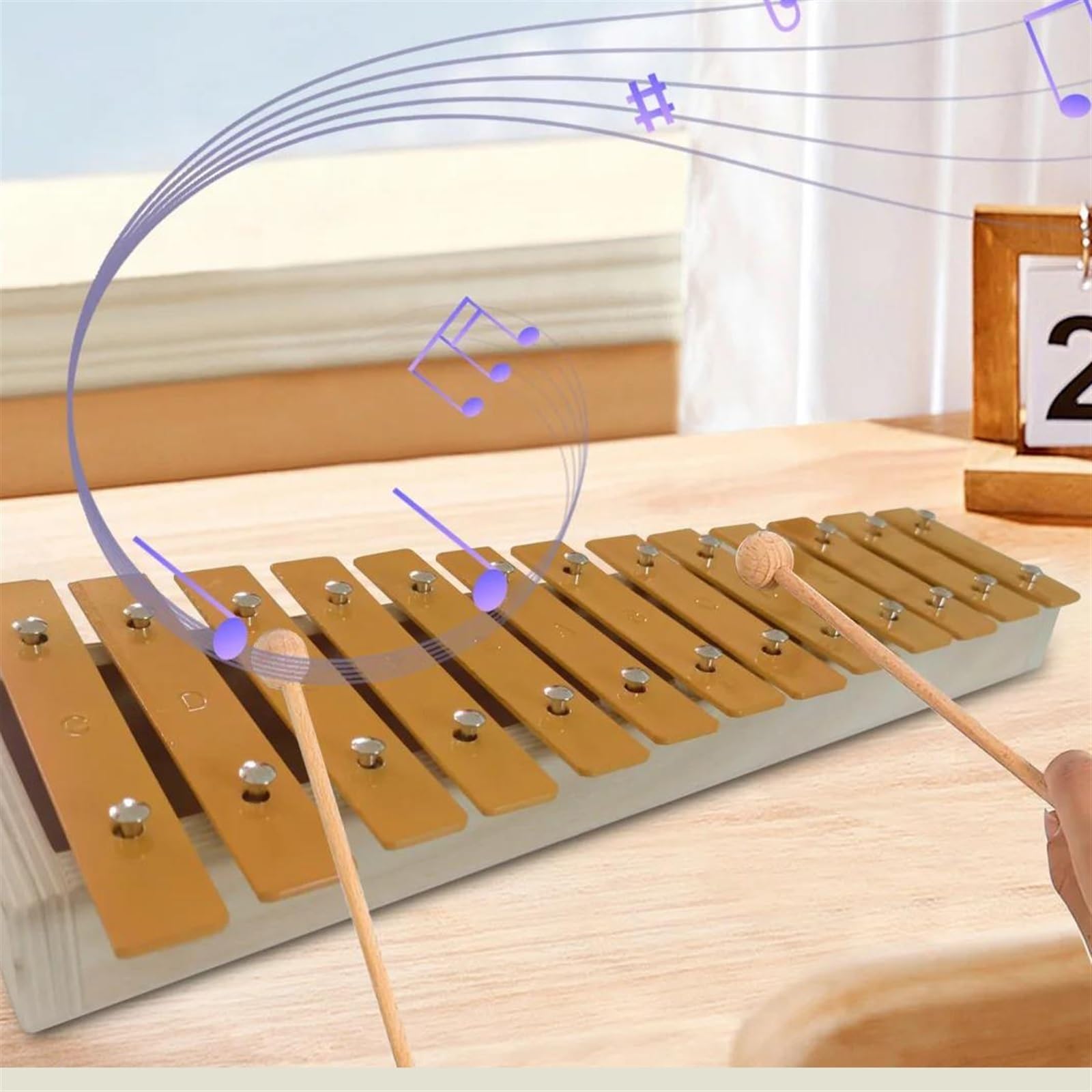 Xilofono Principiante 13 Note Glockenspiel Classico Colore Legno Xilofono Tasti Metallici Percussioni Ritmo Strumento Musicale Portatile