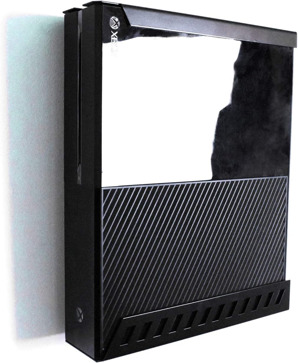 Xbox One Original Console Horizontal Wall Mount Bracket Holder Black Steel - Holder, Game, Leisure, Decoration, Storage, Gaming, Gamesroom, Display, Gamer, Man Cave, Xbox, PlayStation