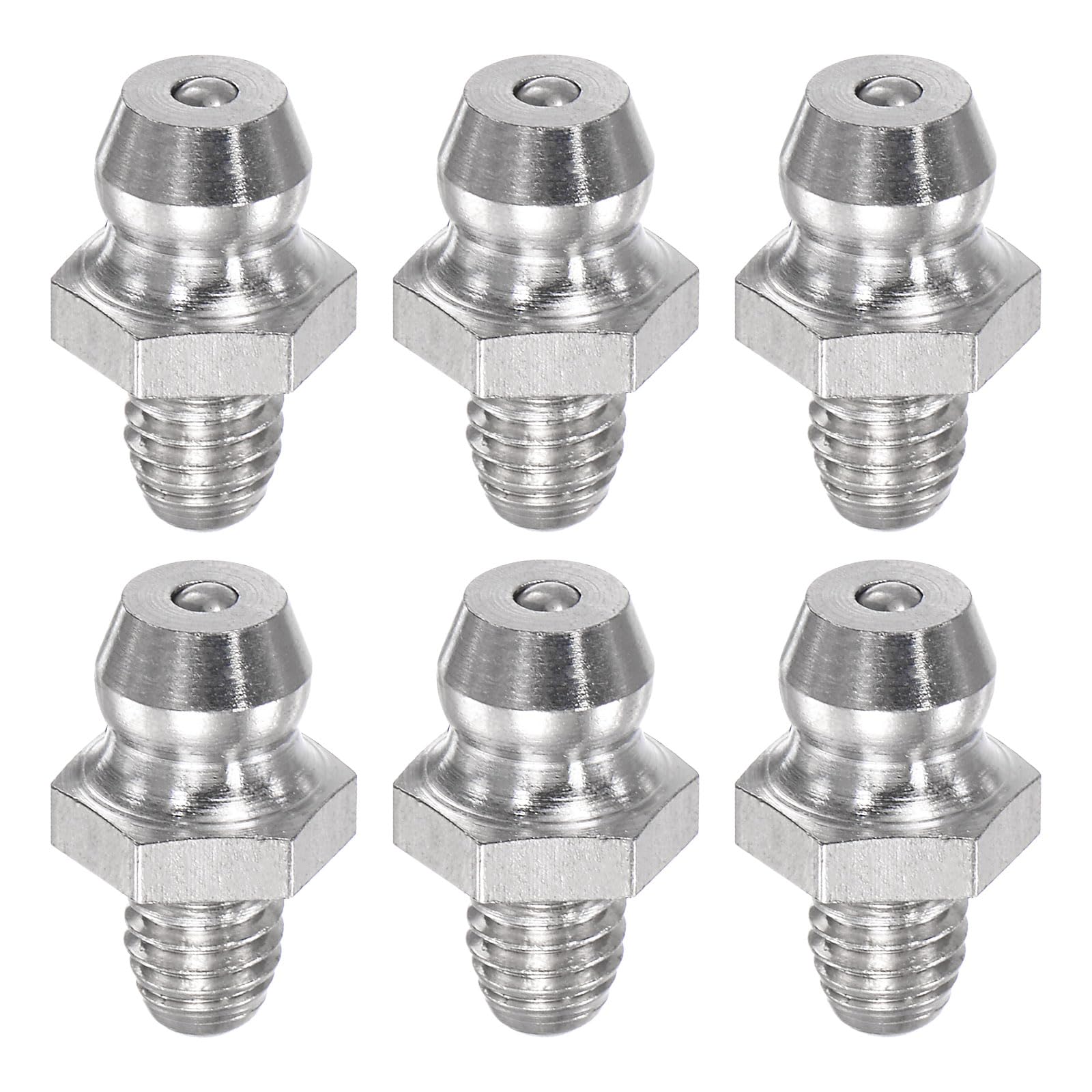 uxcell 6Pcs Metric Stainless Steel Straight Grease Fitting M5 x 0.8mm Thread Hydraulic Grease Fitting Accessories