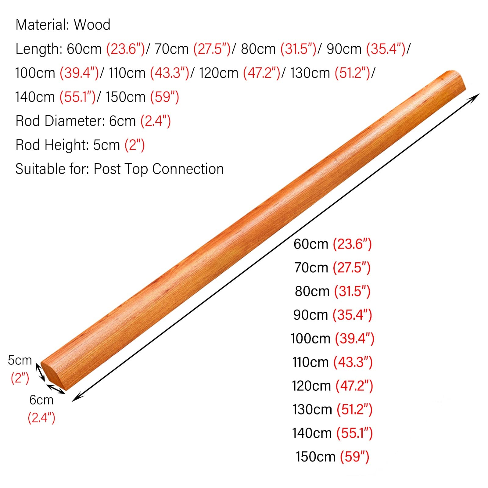 Lot de 2 poteaux de balustre en bois pour intérieur et extérieur - 90 cm de haut - 0,6 m de long - Parfait pour système de garde-corps ase