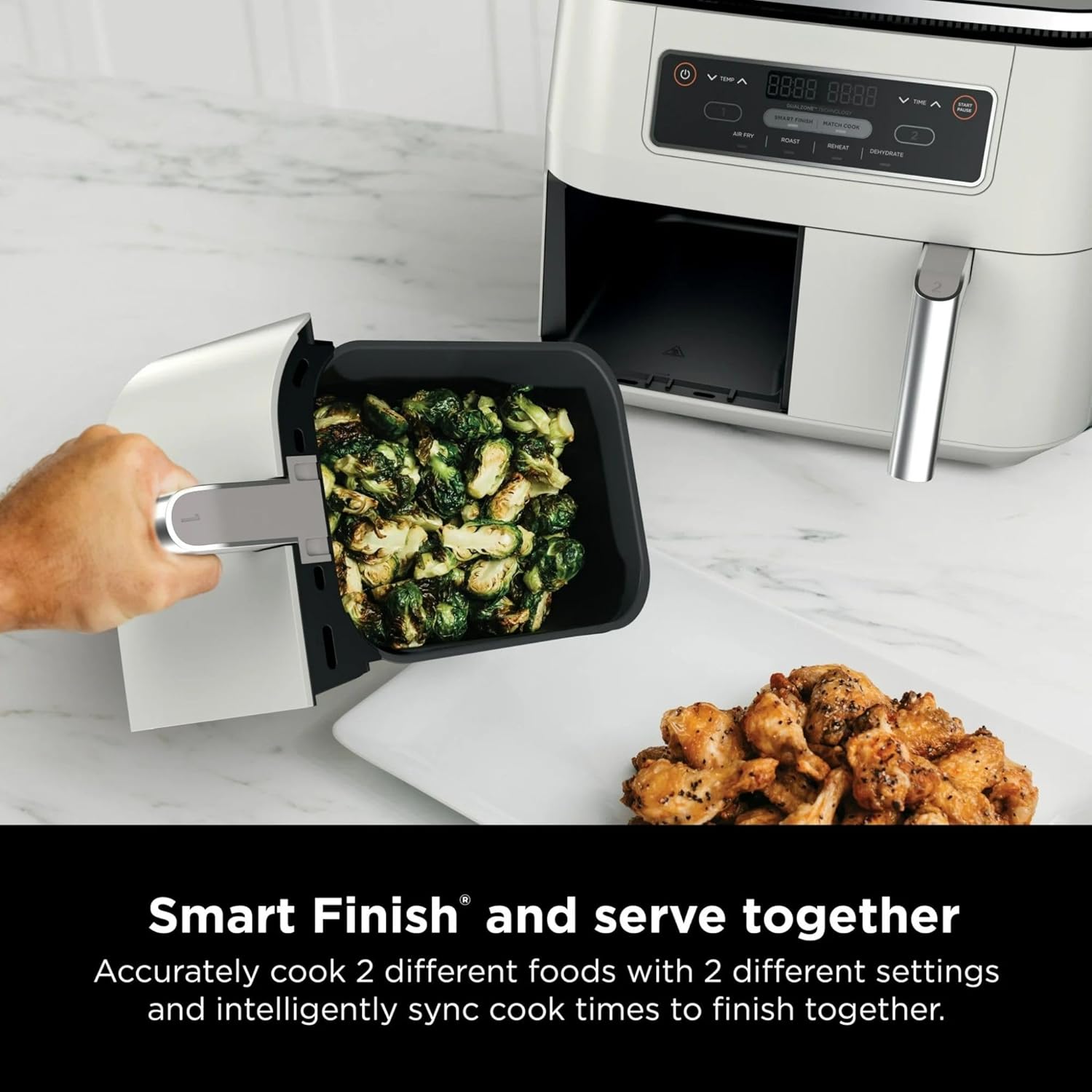 Foodi Dual Basket Air Fryer 8-Quart – Cook Two Foods at Once with DualZone Technology, 4-in-1 Versatility for Family Meals Bone